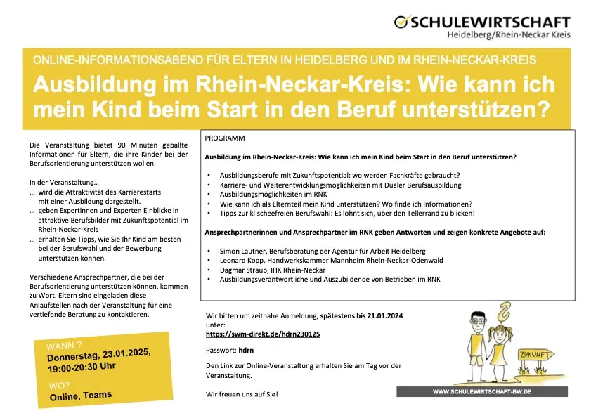 Einladung zum Online-Informationsabend Ausbildung im Rhein-Neckar-Kreis