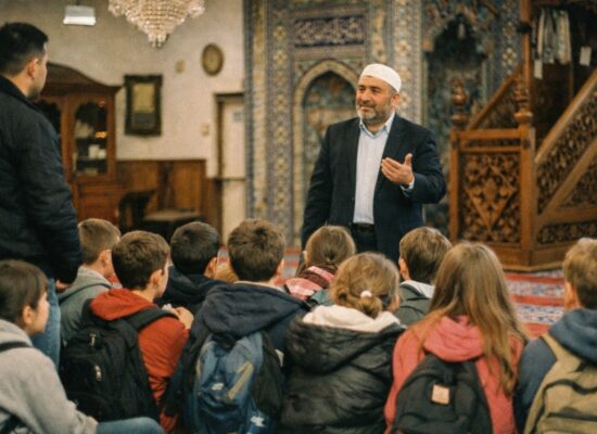 KI generiertes Bild: Schüler zu Besuch bei der islamisch-türkischen Gemeinde