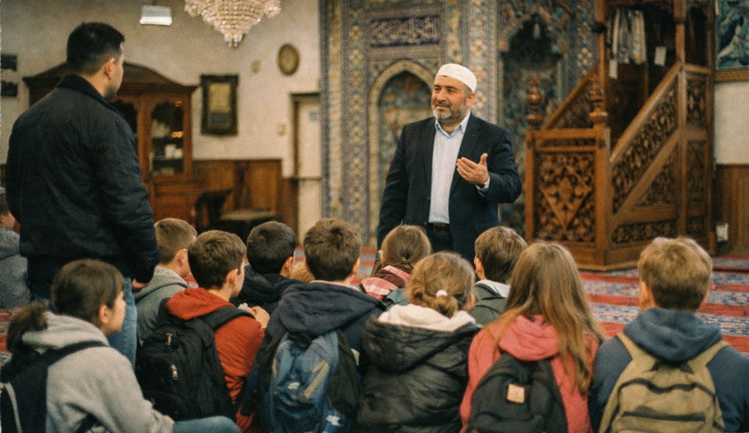 KI generiertes Bild: Schüler zu Besuch bei der islamisch-türkischen Gemeinde