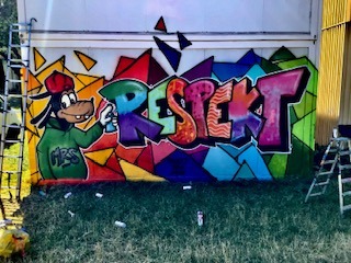 Graffiti nachher Foto eines bunten, künstlerischen Graffiti: "Respekt"