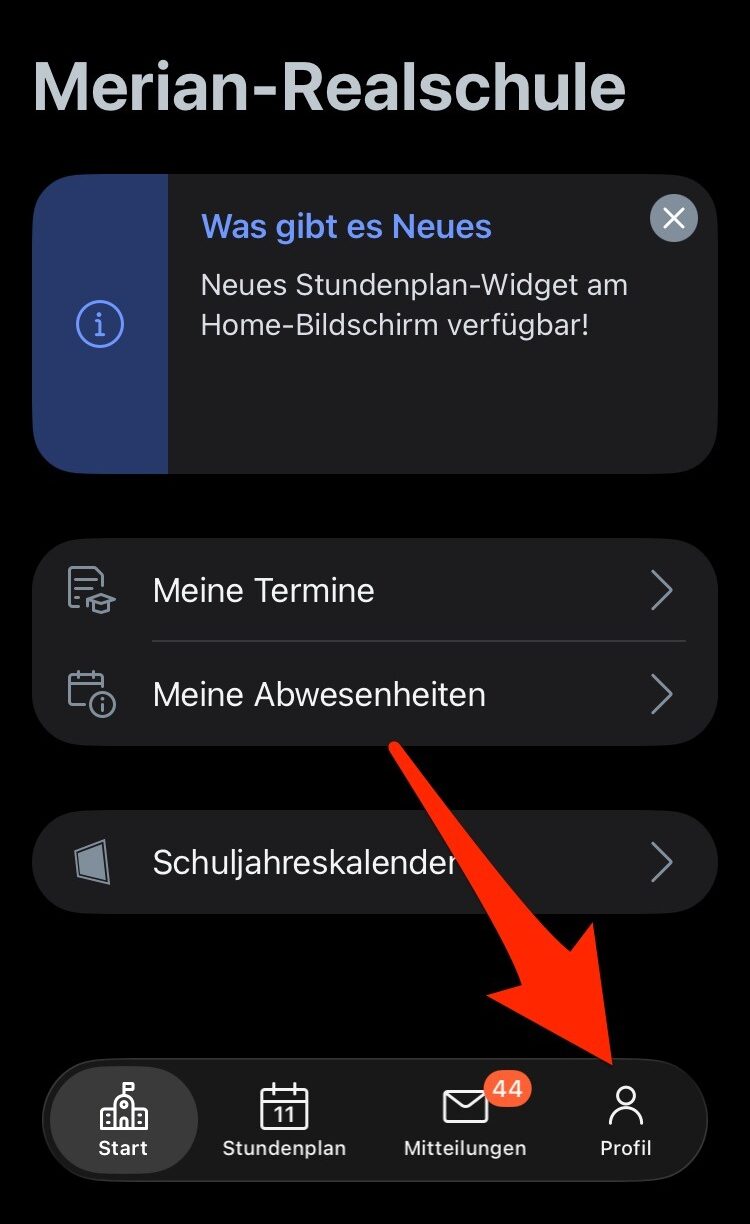 Screenshot Untis-App Startansicht