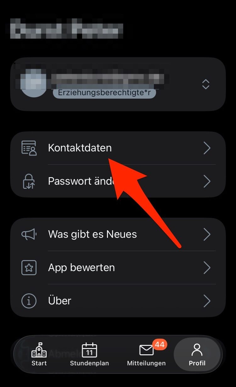 Screenshot Untis-App Profilansicht
